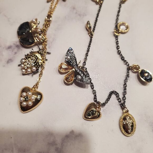 Swarovski Butterfly & Cross Long/ Double Layer Necklace - Picture 5 of 9